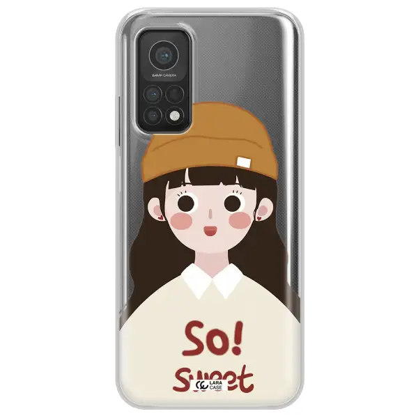 a cartoon of a girl with brown hair Xiaomi Mi 10T Clear TPU Case