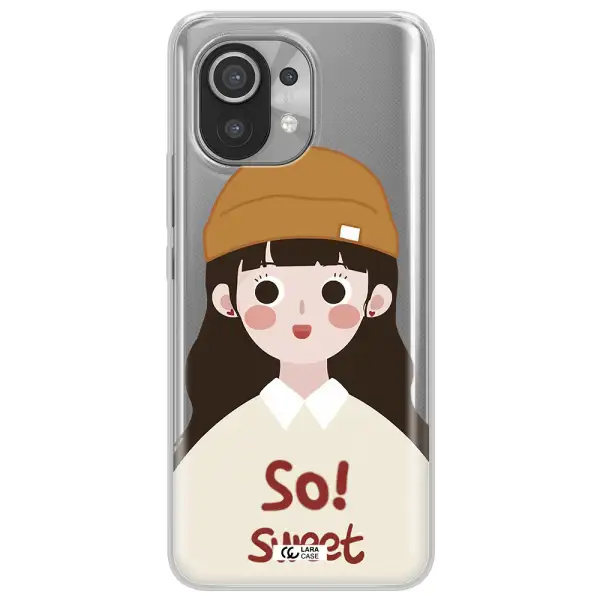 a cartoon of a girl with brown hair Xiaomi Mi 11 Clear TPU Case