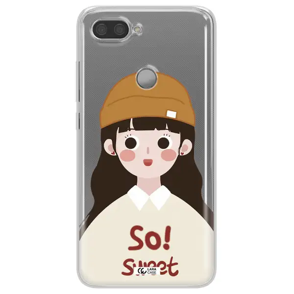 a cartoon of a girl with brown hair Xiaomi Mi 8 Lite Clear TPU Case
