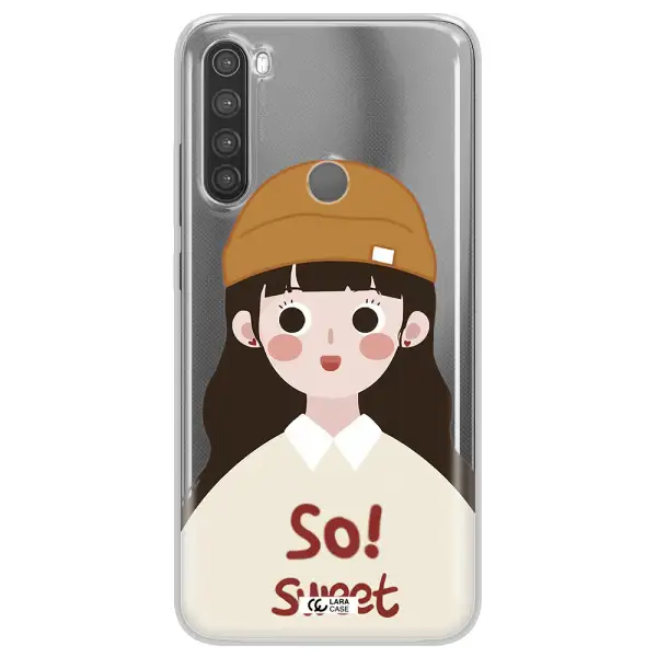 a cartoon of a girl with brown hair Xiaomi Note 8 Clear TPU Case