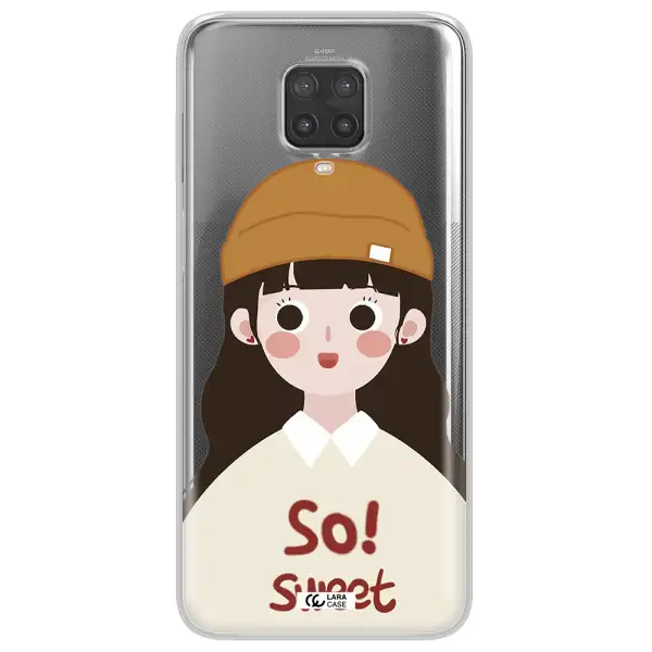 a cartoon of a girl with brown hair Xiaomi Note 9 Pro Clear TPU Case