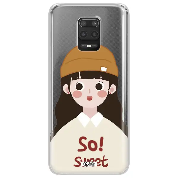 a cartoon of a girl with brown hair Xiaomi Note 9S Clear TPU Case