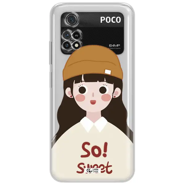 A Cartoon Of A Girl With Brown Hair Xiaomi Poco M4 Pro 4G Clear Tpu Case