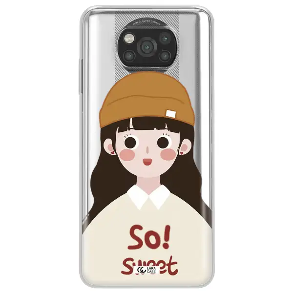 a cartoon of a girl with brown hair Xiaomi Poco X3 Clear TPU Case