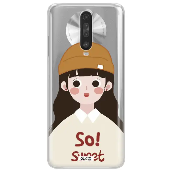 a cartoon of a girl with brown hair Xiaomi Redmi K30 Clear TPU Case
