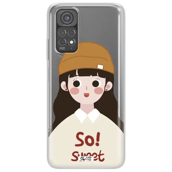 a cartoon of a girl with brown hair Xiaomi Redmi Note 11 Clear TPU Case