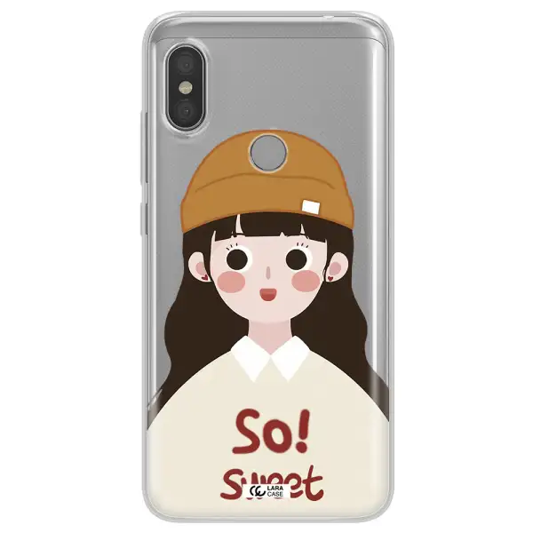 a cartoon of a girl with brown hair Xiaomi Redmi Note 6 Pro Clear TPU Case