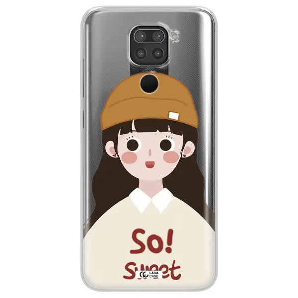 a cartoon of a girl with brown hair Xiaomi Redmi Note 9 Clear TPU Case