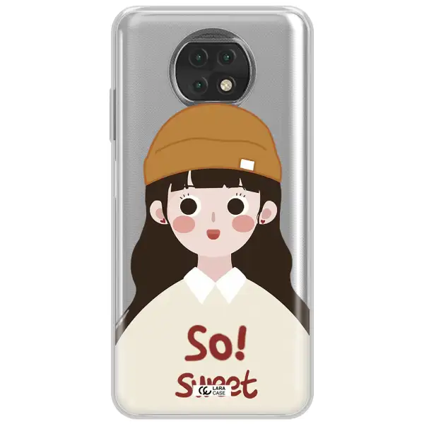A Cartoon Of A Girl With Brown Hair Xiaomi Redmi Note 9T Clear Tpu Case
