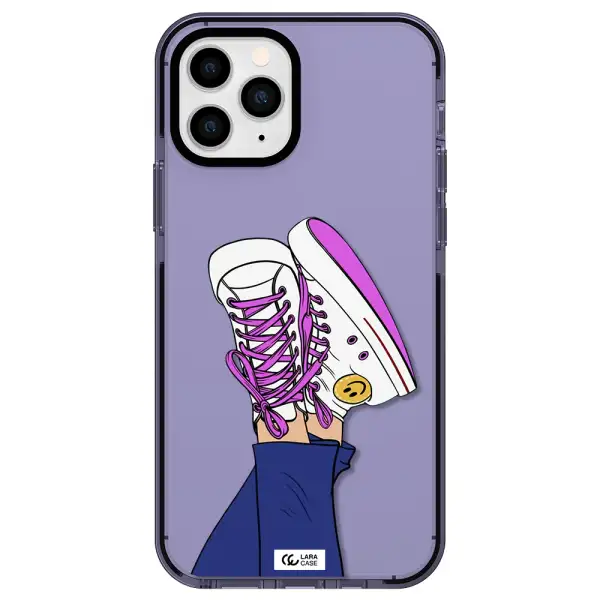 a cartoon of a person's feet with purple shoes Apple iPhone 11 pro impact Lilac Case