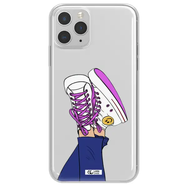 a cartoon of a person's feet with purple shoes Apple iPhone 11 pro max Clear TPU Case