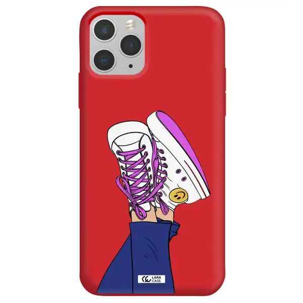 a cartoon of a person's feet with purple shoes Apple iPhone 11 pro Silicone Imperial Red Case