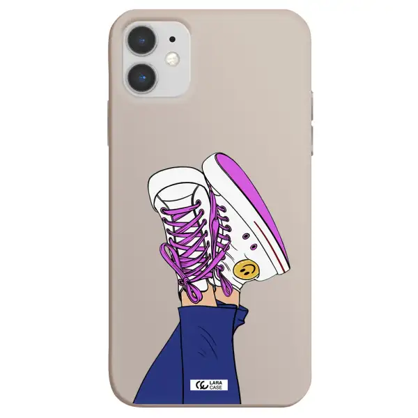 a cartoon of a person's feet with purple shoes Apple iPhone 11 Silicone Stone Case