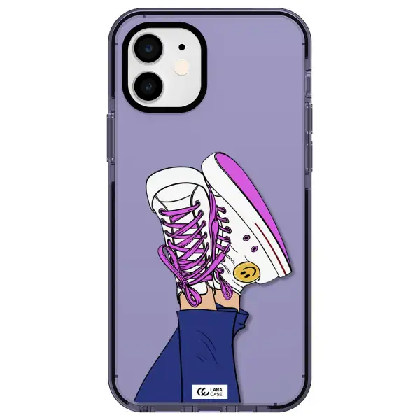 a cartoon of a person's feet with purple shoes Apple iPhone 12 impact Lilac Case