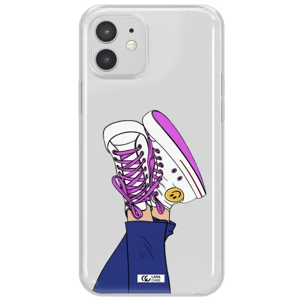 a cartoon of a person's feet with purple shoes Apple iPhone 12 mini Clear TPU Case