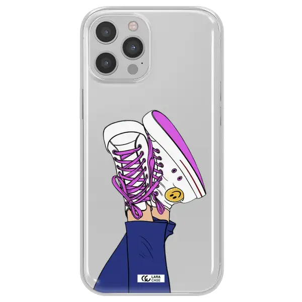 a cartoon of a person's feet with purple shoes Apple iPhone 12 pro max Clear TPU Case