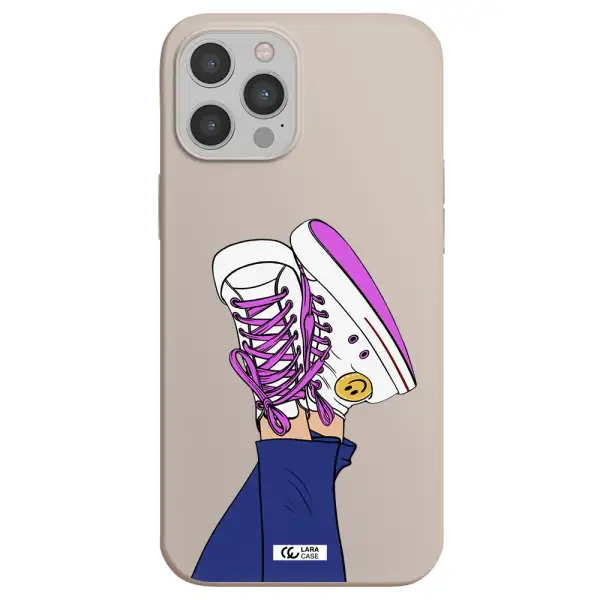 a cartoon of a person's feet with purple shoes Apple iPhone 12 pro Silicone Stone Case
