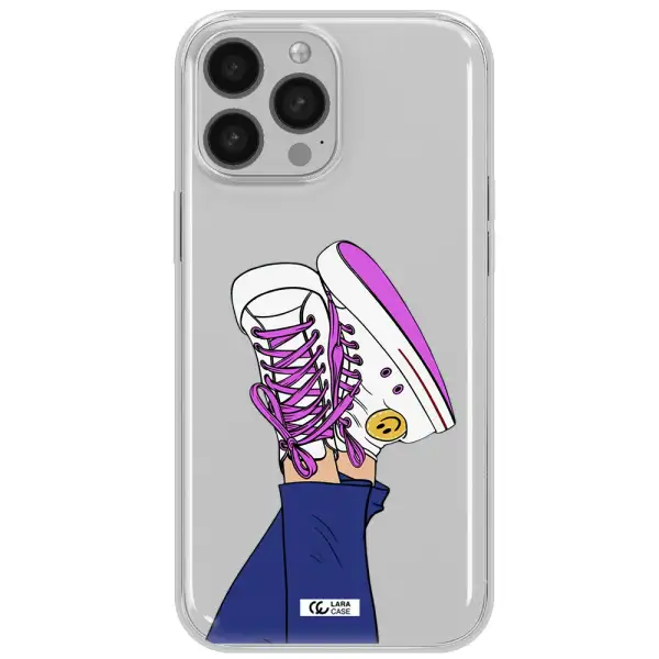 a cartoon of a person's feet with purple shoes Apple iPhone 13 Pro Clear TPU Case