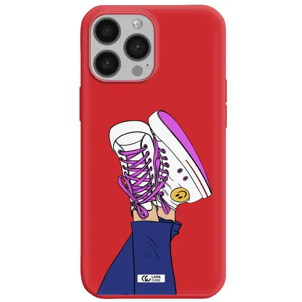 a cartoon of a person's feet with purple shoes Apple iPhone 13 Pro Silicone Imperial Red Case