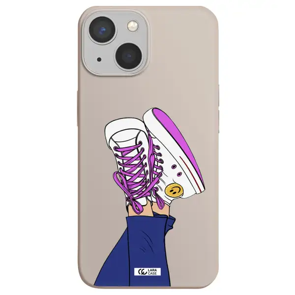 a cartoon of a person's feet with purple shoes Apple iPhone 13 Silicone Stone Case