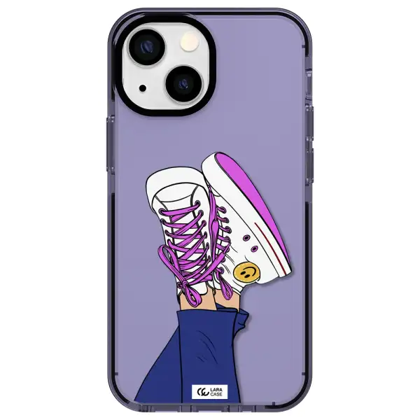 a cartoon of a person's feet with purple shoes Apple iPhone 15 impact Lilac Case