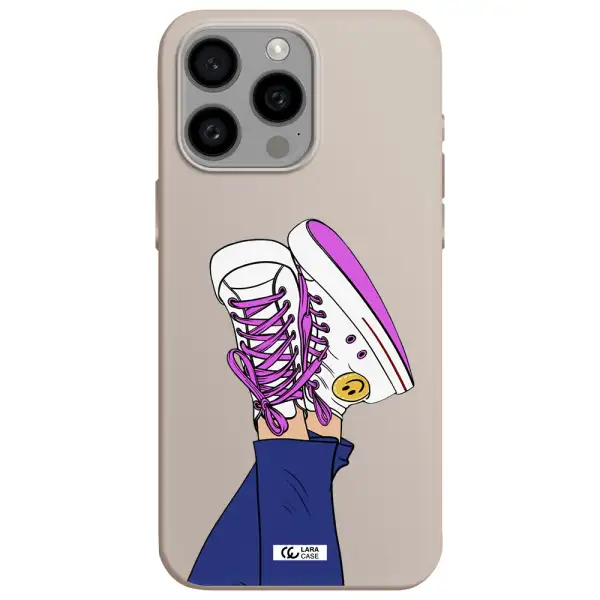 a cartoon of a person's feet with purple shoes Apple Iphone 15 Pro max Silicone Stone Case