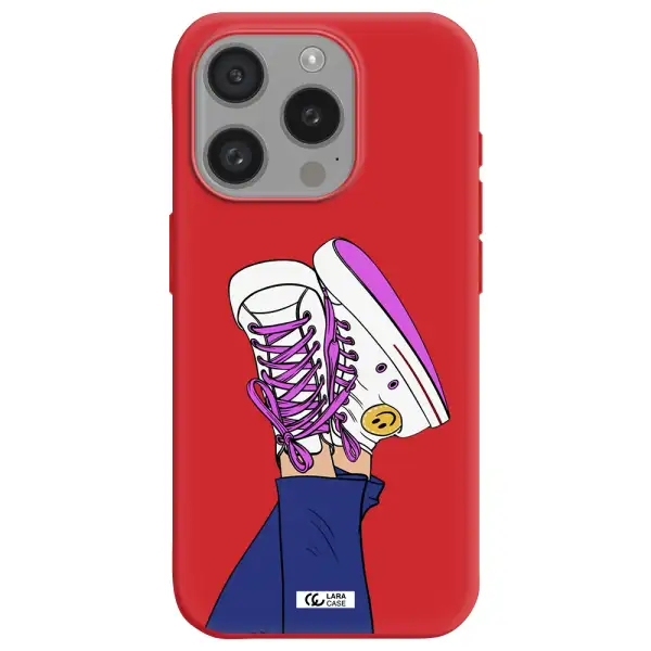 A Cartoon Of A Person's Feet With Purple Shoes Apple Iphone 15 Pro Silicone Imperial Red Case