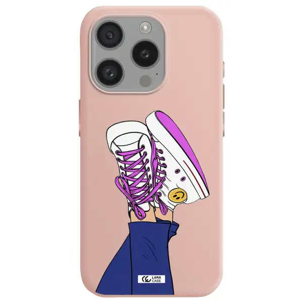 A Cartoon Of A Person's Feet With Purple Shoes Apple Iphone 15 Pro Silicone Pastel Pink Case