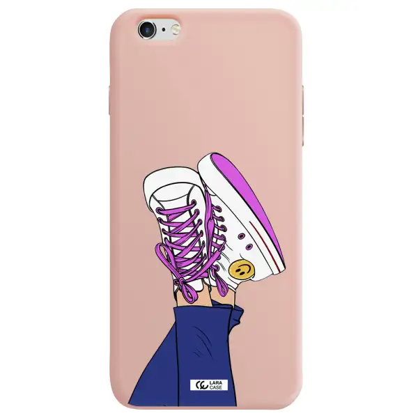 a cartoon of a person's feet with purple shoes Apple iPhone 6 plus Silicone pastel pink Case