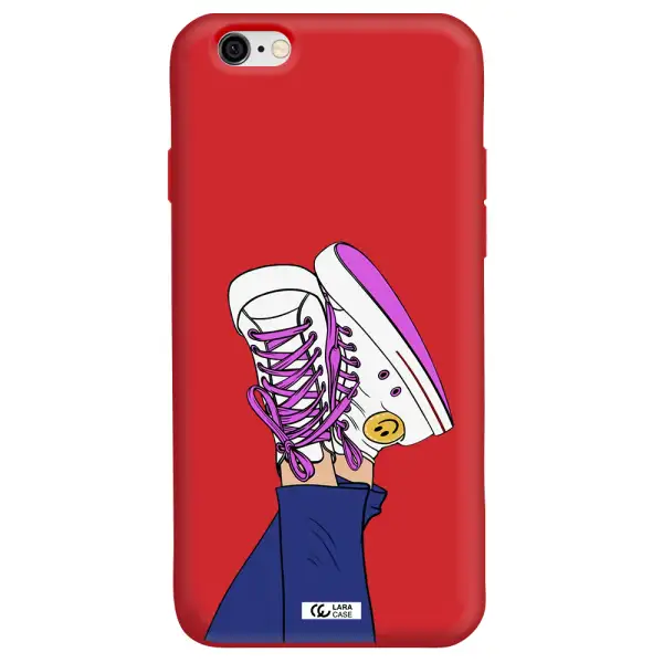 a cartoon of a person's feet with purple shoes Apple iPhone 6 Silicone Imperial Red Case