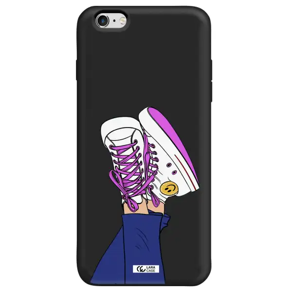 a cartoon of a person's feet with purple shoes Apple iPhone 6S Silicone black Case