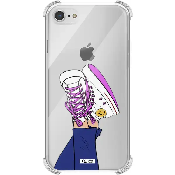 a cartoon of a person's feet with purple shoes Apple iPhone 7 Clear PC Case