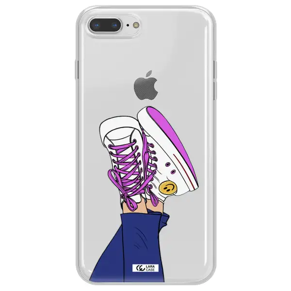 a cartoon of a person's feet with purple shoes Apple iPhone 8 plus Clear TPU Case