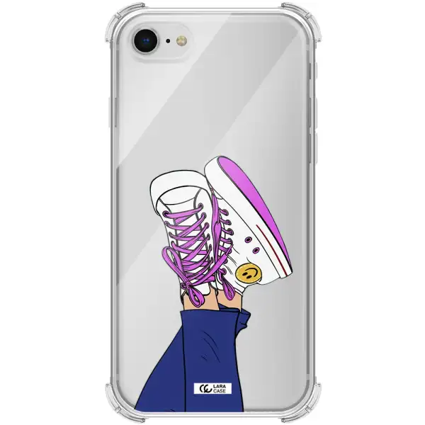 a cartoon of a person's feet with purple shoes Apple iPhone se 2020 Clear PC Case
