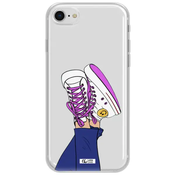 A Cartoon Of A Person's Feet With Purple Shoes Apple Iphone Se 2020 Clear Tpu Case