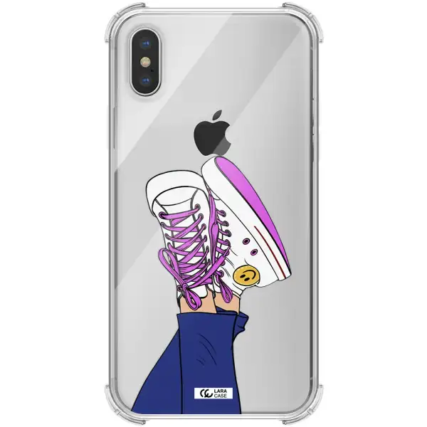 a cartoon of a person's feet with purple shoes Apple iPhone X Clear PC Case