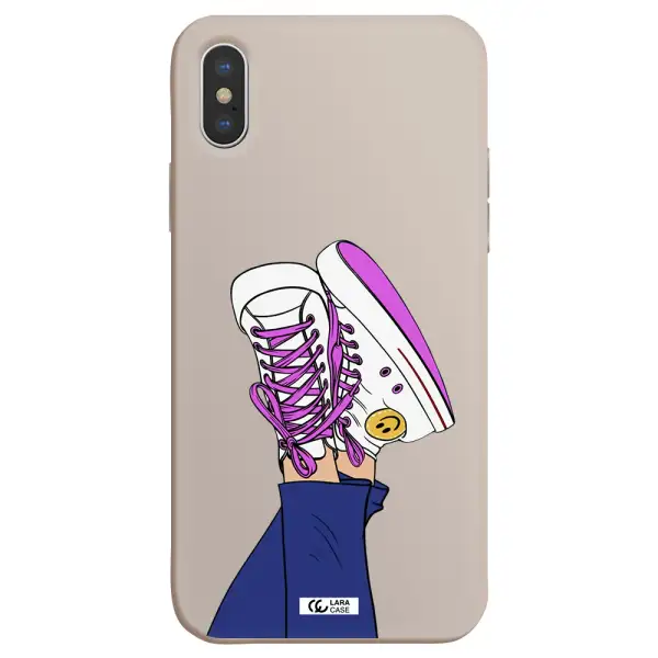 a cartoon of a person's feet with purple shoes Apple iPhone X Silicone Stone Case