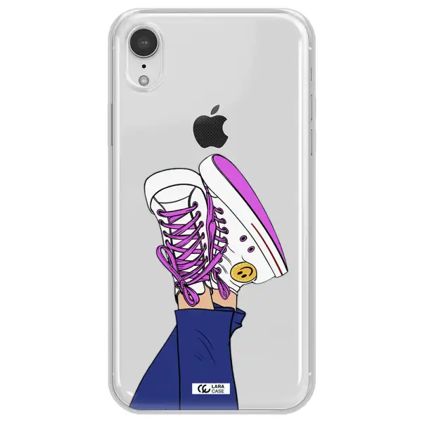 a cartoon of a person's feet with purple shoes Apple iPhone XR Clear TPU Case
