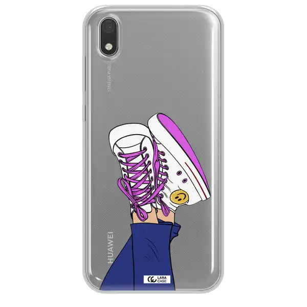 a cartoon of a person's feet with purple shoes Huawei Honor 8S Clear TPU Case
