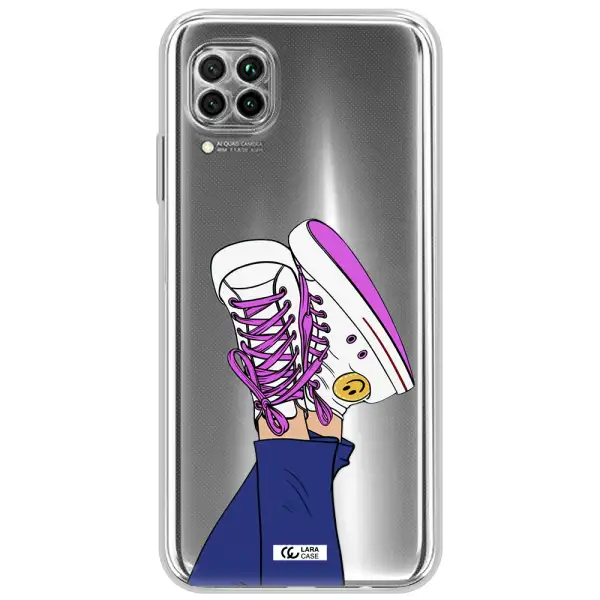 A Cartoon Of A Person's Feet With Purple Shoes Huawei Nova 7I Clear Tpu Case