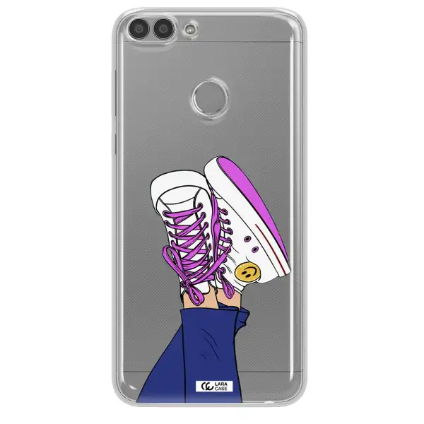 a cartoon of a person's feet with purple shoes Huawei P Smart 2017 Clear TPU Case