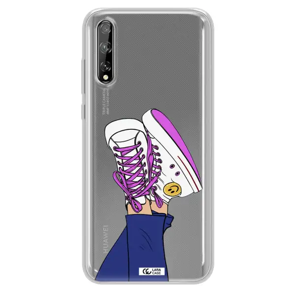 a cartoon of a person's feet with purple shoes Huawei P Smart S Clear TPU Case