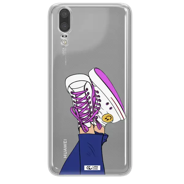 a cartoon of a person's feet with purple shoes Huawei P20 Clear TPU Case