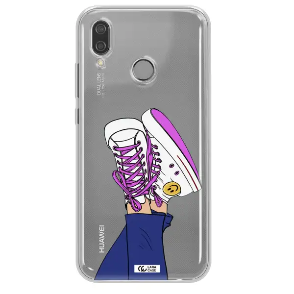 a cartoon of a person's feet with purple shoes Huawei P20 Lite Clear TPU Case