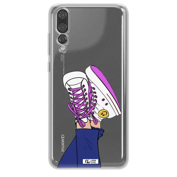 a cartoon of a person's feet with purple shoes Huawei P20 Pro Clear TPU Case