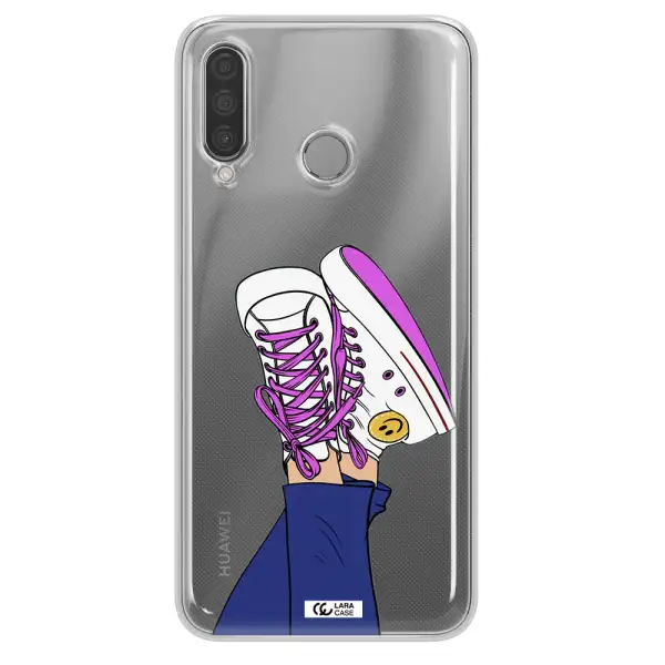 a cartoon of a person's feet with purple shoes Huawei P30 Lite Clear TPU Case