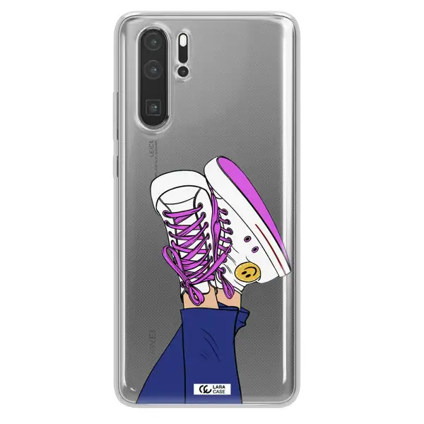 a cartoon of a person's feet with purple shoes Huawei P30 Pro Clear TPU Case