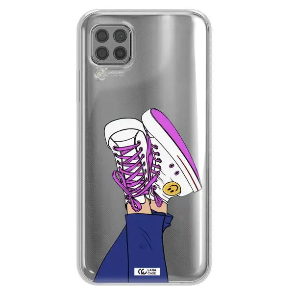a cartoon of a person's feet with purple shoes Huawei P40 Lite Clear TPU Case