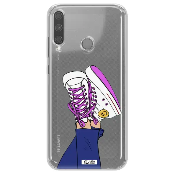 a cartoon of a person's feet with purple shoes Huawei P40 Lite E Clear TPU Case
