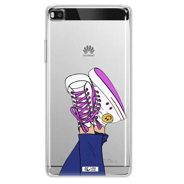 a cartoon of a person's feet with purple shoes Huawei P8 Clear TPU Case